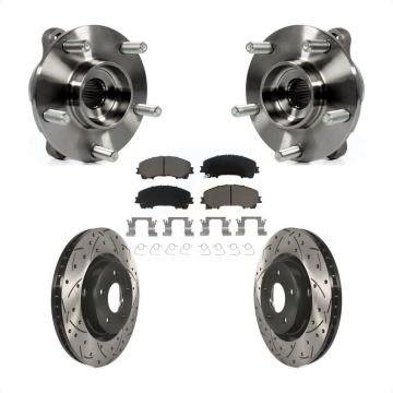 Front Hub Bearing Assembly Drilled Slot Brake Rotor Pad Kit For INFINITI Q50 QX50 Q60 AWD KBB-120122