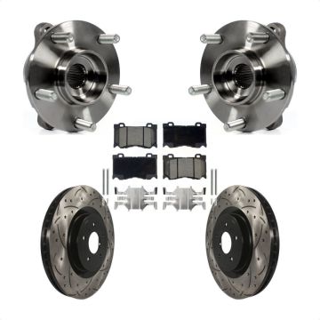 Front Hub Bearing Drilled Slot Brake Rotor Pad Kit For INFINITI Q50 Q60 M37 FX50 QX70 Q70 KBB-120124
