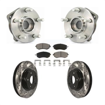 Front Hub Bearing Assembly Coated Drilled Slotted Brake Rotor Pads Kit For Subaru Impreza KBB-120129