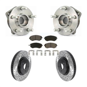 Front Hub Bearing Assembly Coated Drilled Slotted Brake Rotor & Pad Kit For Subaru Legacy KBB-120134