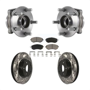 Front Hub Bearing Assembly Coated Drilled Slotted Brake Rotor Pads Kit For Subaru Impreza KBB-120136