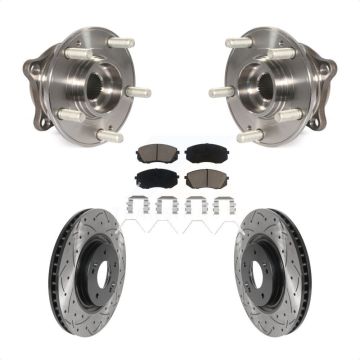 Front Hub Bearing Assembly Drilled Slot Brake Rotor Pad Kit For Hyundai Sonata Kia Optima KBB-120138