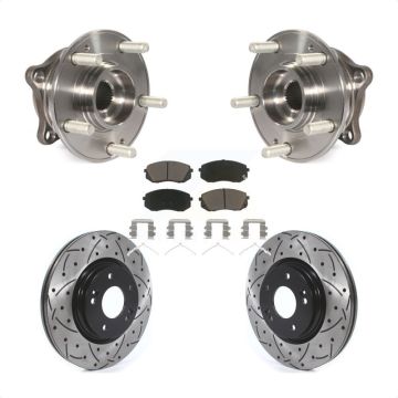 Front Hub Bearing Assembly Drilled Slot Brake Rotor Pad Kit For Hyundai Sonata Kia Optima KBB-120139