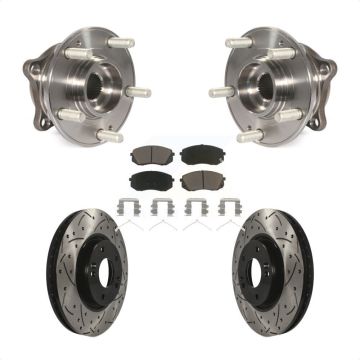 Front Hub Bearing Assembly Coated Drilled Slotted Brake Rotor Pads Kit For Hyundai Sonata KBB-120140
