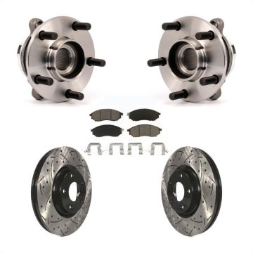 Front Hub Bearing Assembly Coated Drilled Slotted Brake Rotor & Pad Kit For Nissan Murano KBB-120144