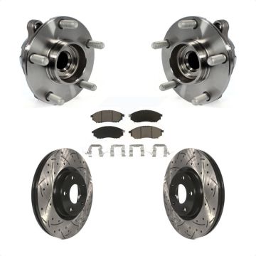 Front Hub Bearing Drilled Slot Brake Rotor Pad Kit For INFINITI EX35 Nissan 370Z G35 QX50 KBB-120145