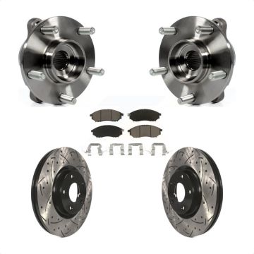 Front Hub Bearing Drill Slot Brake Rotor Pads Kit For INFINITI G37 EX35 G35 QX50 QX70 M35 KBB-120146