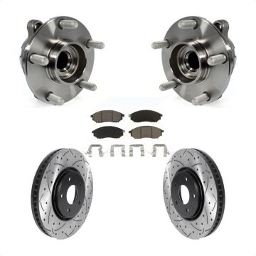 Front Hub Bearing Assembly Coat Drill Slot Brake Rotor Pad Kit For INFINITI FX35 FX37 RWD KBB-120147