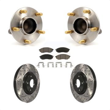 Front Hub Bearing Assembly Drilled Slot Brake Rotor Pads Kit For INFINITI G35 Nissan 350Z KBB-120149
