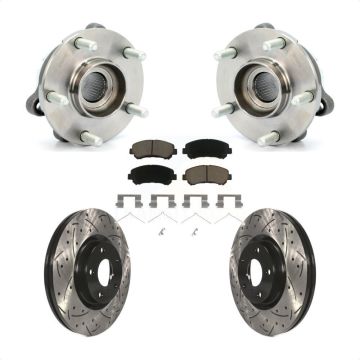 Front Hub Bearing Assembly Coated Drilled Slotted Brake Rotor & Pad Kit For Nissan Maxima KBB-120152