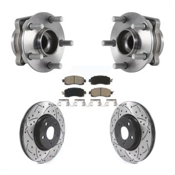 Front Hub Bearing Assembly Coated Drilled Slotted Brake Rotor Pads Kit For Subaru Impreza KBB-120155
