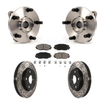 Front Hub Bearing Drilled Slot Brake Rotor Pad Kit For Toyota RAV4 Prius V Scion xB Lexus KBB-120166