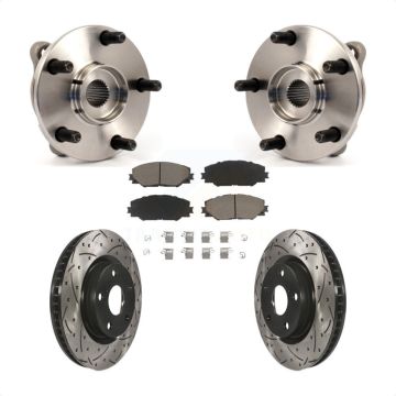 Front Hub Bearing Coat Drill Slot Brake Rotor Pad Kit For Toyota RAV4 Scion Corolla iM tC KBB-120167