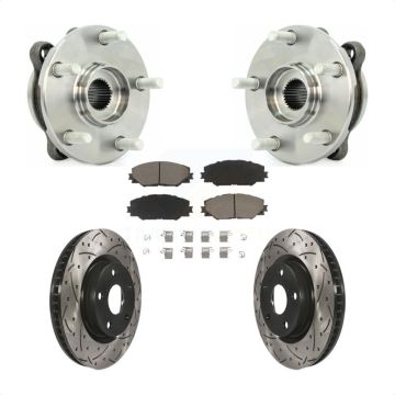 Front Hub Bearing Assembly Drill Slot Brake Rotor Pads Kit For Toyota RAV4 Scion tC Mirai KBB-120168