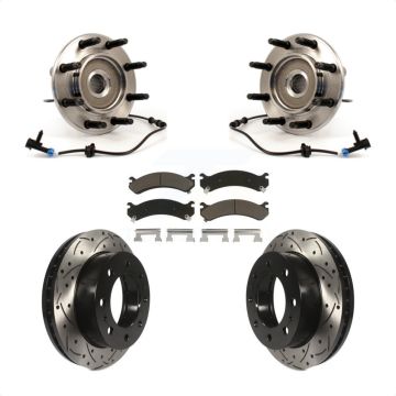 Front Hub Bearing Drill Slot Brake Rotor Pad Kit For Chevrolet GMC Sierra 2500 HD 3500 XL KBB-120173