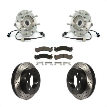 Front Hub Bearing Drill Slot Brake Rotor Pads Kit For Chevrolet GMC Sierra 3500 Silverado KBB-120174