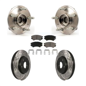 Front Hub Bearing Assembly Coated Drilled Slot Brake Rotor & Pad Kit For Chevrolet Camaro KBB-120179