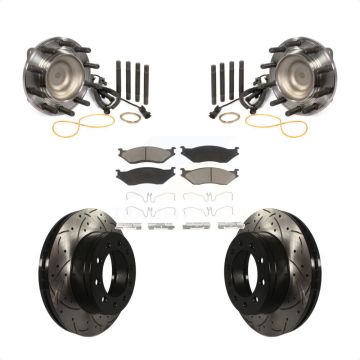 Front Hub Bearing Drilled Slot Brake Rotor Pads Kit For Ford F-450 Super Duty F-550 4 X 2 KBB-120182