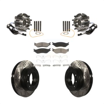Front Hub Bearing Drilled Slot Brake Rotor Pads Kit For Ford F-450 Super Duty F-550 4 X KBB-120183