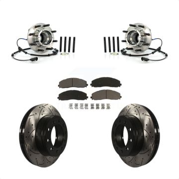 Front Hub Bearing Coat Drill Slot Brake Rotor Pads Kit For 2013 Ford F-250 Super Duty 4WD KBB-120185