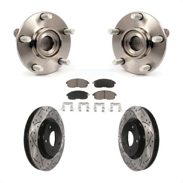 Front Hub Bearing Drilled Slot Brake Rotor Pad Kit For 07-12 Nissan Sentra SE-R with 2.5L KBB-120186
