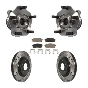 Front Hub Bearing Drill Slot Brake Rotor Pad Kit For 2017-2019 Nissan Sentra Turbocharged KBB-120191