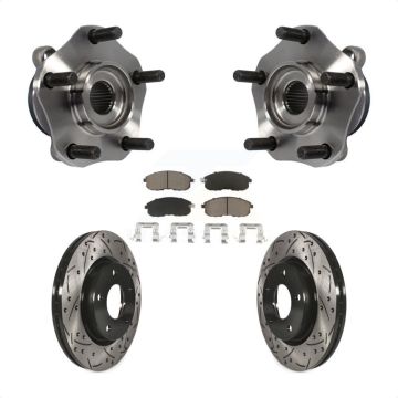 Front Hub Bearing Assembly Coated Drilled Slotted Brake Rotor & Pad Kit For Nissan Sentra KBB-120192