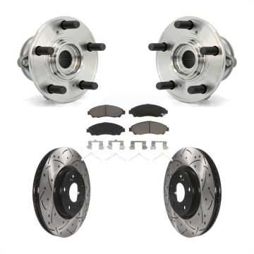 Front Hub Bearing Assembly Drilled Slot Brake Rotor Pad Kit For Honda Pilot Acura MDX ZDX KBB-120206