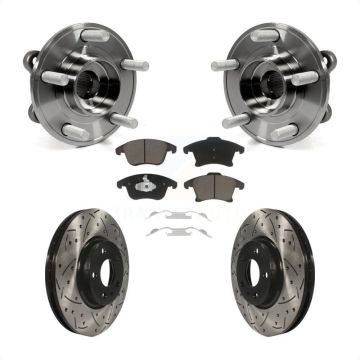 Front Hub Bearing Assembly Drilled Slot Brake Rotor & Pad Kit For Ford Fusion Lincoln MKZ KBB-120208