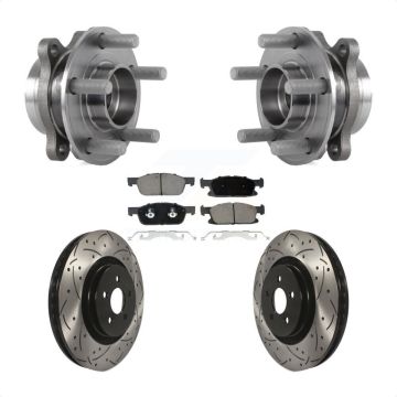Front Hub Bearing Drill Slot Brake Rotor Pads Kit For Ford Fusion Lincoln MKZ Continental KBB-120209