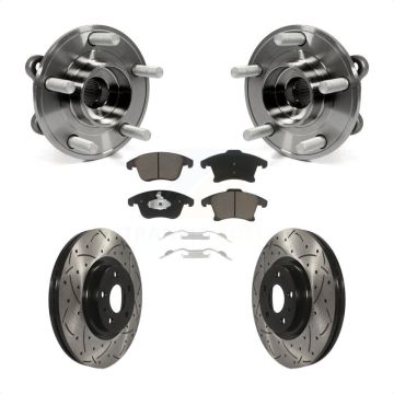 Front Hub Bearing Assembly Drilled Slot Brake Rotor & Pad Kit For Ford Fusion Lincoln MKZ KBB-120210