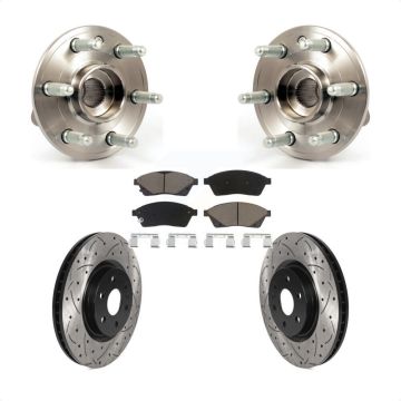 Front Hub Bearing Assembly Coat Drill Slot Brake Rotor Pad Kit For Cadillac SRX Saab 9-4X KBB-120211