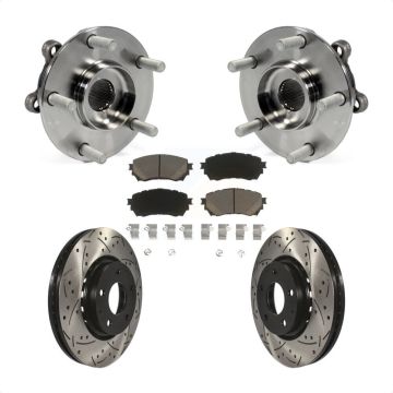Front Hub Bearing Drilled Slot Brake Rotor Pads Kit For 19-21 Mazda 6 Naturally Aspirated KBB-120213