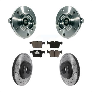 Front Hub Bearing Assembly Coated Drilled Slot Brake Rotor Pad Kit For BMW 335i xDrive GT KBB-120216