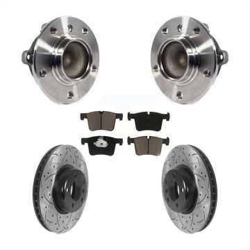Front Hub Bearing Assembly Coated Drilled Slotted Disc Brake Rotor & Pad Kit For BMW 335i KBB-120218