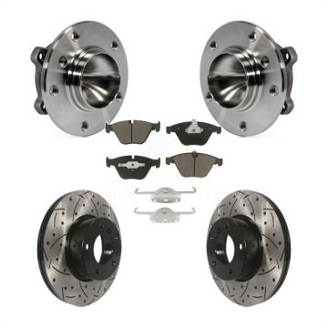 Front Hub Bearing Assembly Coated Drilled Slotted Brake Rotor And Pad Kit For BMW 328i X1 KBB-120219