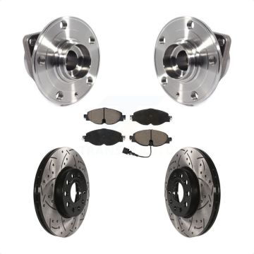Front Hub Bearing Drilled Slot Brake Rotor Pad Kit For Volkswagen Jetta Taos Golf Audi A3 KBB-120222