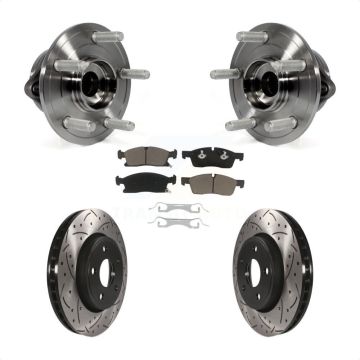 Front Hub Bearing Drilled Slot Brake Rotor Pads Kit For Jeep Grand Cherokee Dodge Durango KBB-120225