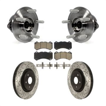 Front Hub Bearing Drilled Slot Brake Rotor Pads Kit For Jeep Grand Cherokee Dodge Durango KBB-120227