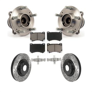 Front Hub Bearing Assembly Coated Drilled Slotted Brake Rotor Pad Kit For Hyundai Genesis KBB-120228