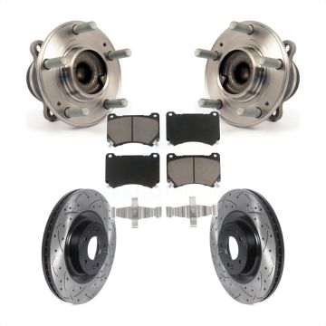 Front Hub Bearing Assembly Coat Drill Slot Brake Rotor Pads Kit For Hyundai Genesis Equus KBB-120229