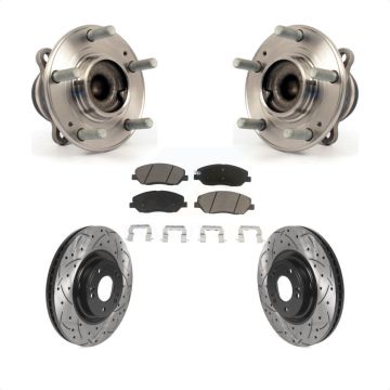 Front Hub Bearing Assembly Drilled Slot Brake Rotor Pad Kit For 2012 Hyundai Genesis 3.8L KBB-120230