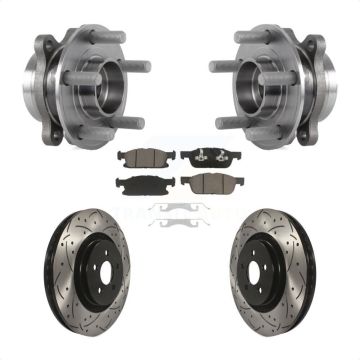 Front Hub Bearing Coat Drill Slot Brake Rotor Pads Kit For Ford Edge Lincoln Nautilus MKX KBB-120235