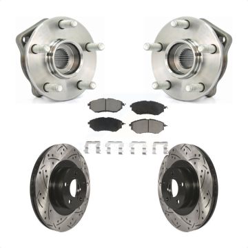 Front Hub Bearing Drilled Slot Brake Rotor Pad Kit For 2009 Subaru Legacy 3.0 R with 3.0L KBB-120241