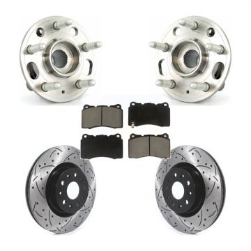 Front Hub Bearing Drill Slot Brake Rotor Pad Kit For Cadillac CTS With 18" Factory Wheels KBB-120246