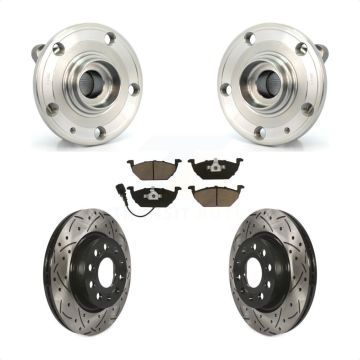 Front Hub Bearing Assembly Coated Drilled Slot Brake Rotor & Pad Kit For Volkswagen Jetta KBB-120249