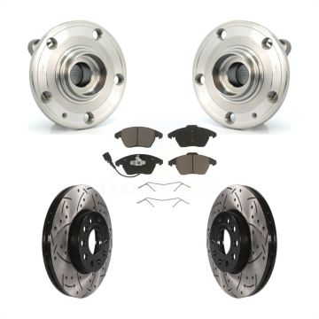 Front Hub Bearing Drill Slot Brake Rotor Pads Kit For Volkswagen Jetta Beetle Rabbit Audi KBB-120251