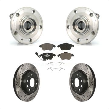 Front Hub Bearing Coat Drill Slot Brake Rotor Pads Kit For Volkswagen GTI Audi A3 Quattro KBB-120252