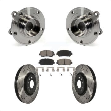 Front Hub Bearing Assembly Coated Drilled Slotted Brake Rotor & Pads Kit For Chrysler 200 KBB-120254
