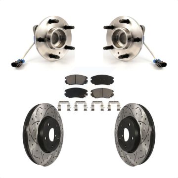 Front Hub Bearing Assembly Coated Drilled Slot Brake Rotor Pads Kit For 2010 Buick Allure KBB-120256